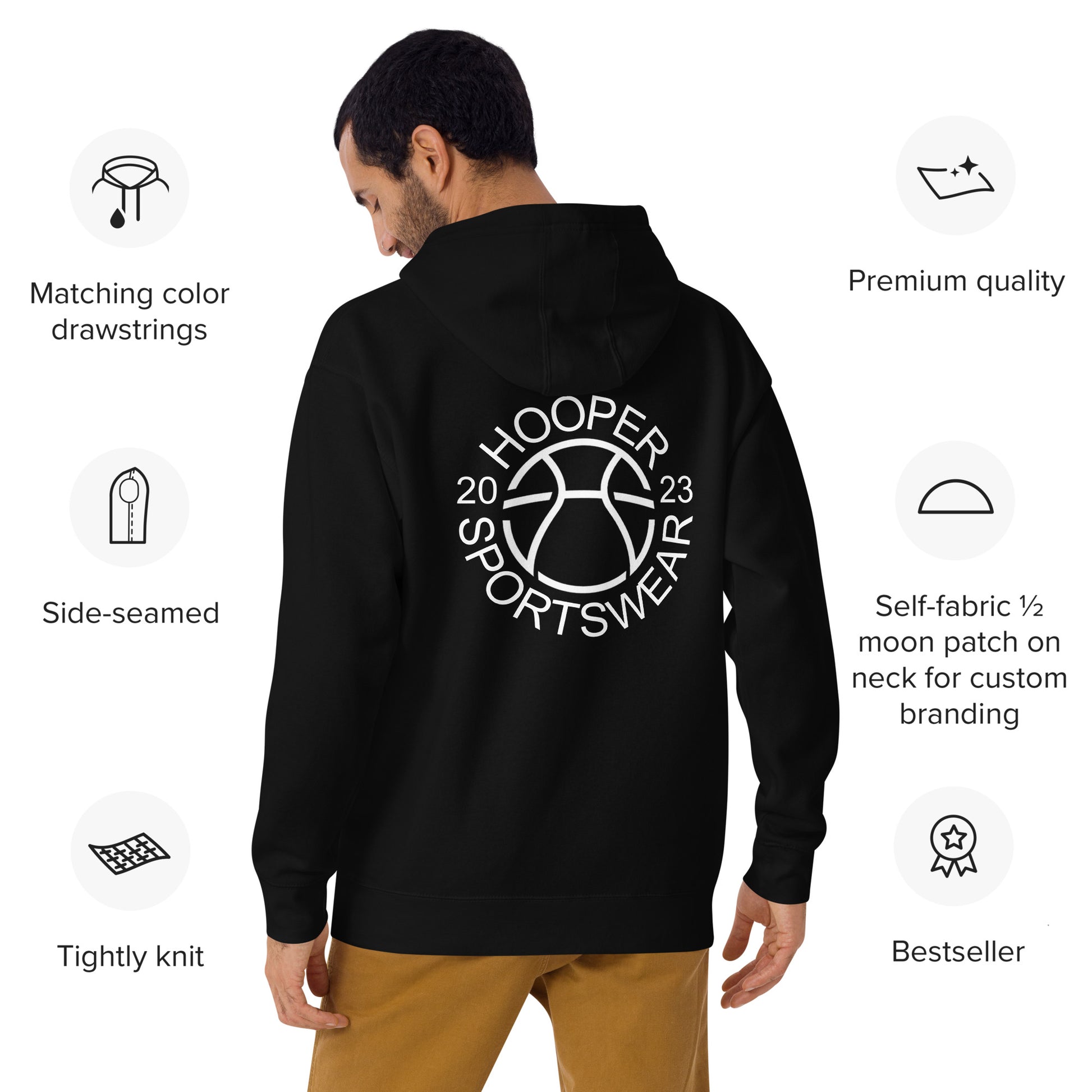 Premium Unisex Hoodie Black Back